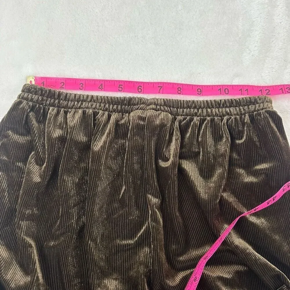 Vintage Passports Women's S Crushed Velvet Pajama Set Brown‎ Ribbed Loungewear